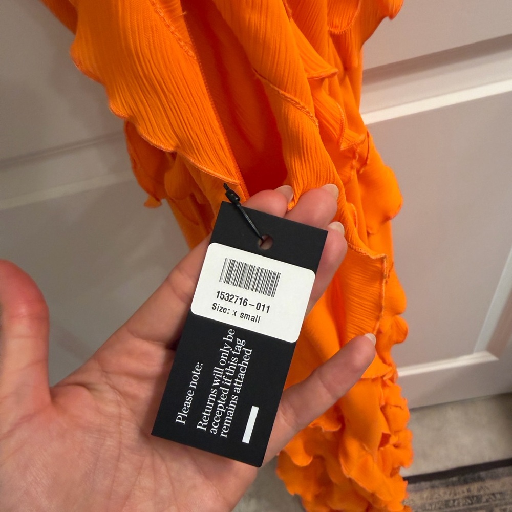 STAUD Elvire Open-Back Ruffled Crepe Maxi Dress Nectarine Orange - Picture 9 of 10